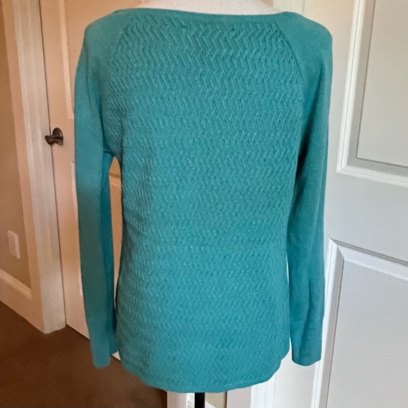 Loft by Ann Taylor sweater knit tunic in Turquoise with long sleeves - Picture 2 of 4